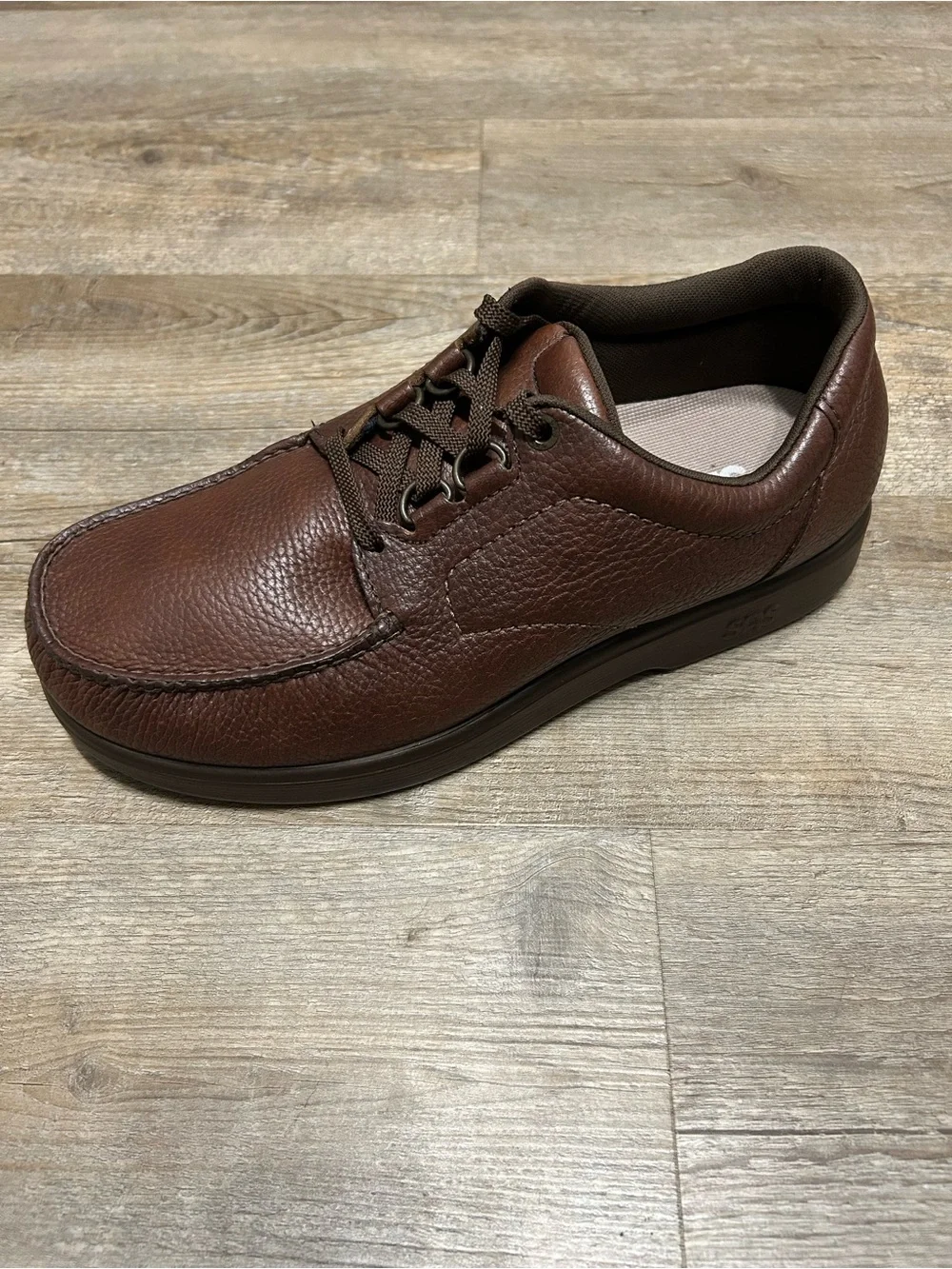SAS Men's Size 12 Wide Brown Leather Casual Lace-Up Orthopedic Comfort Shoes USA